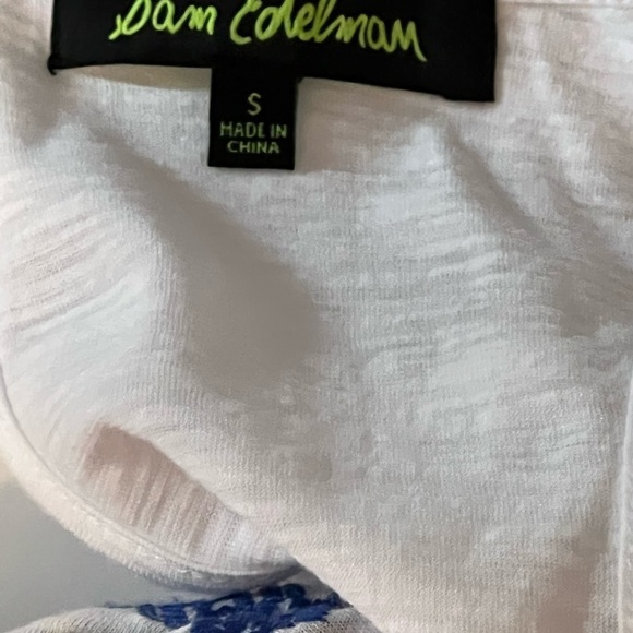 Sam Edelman Embroidered Boho Razorback Tank Top Medium White Festival Summer - Picture 4 of 4